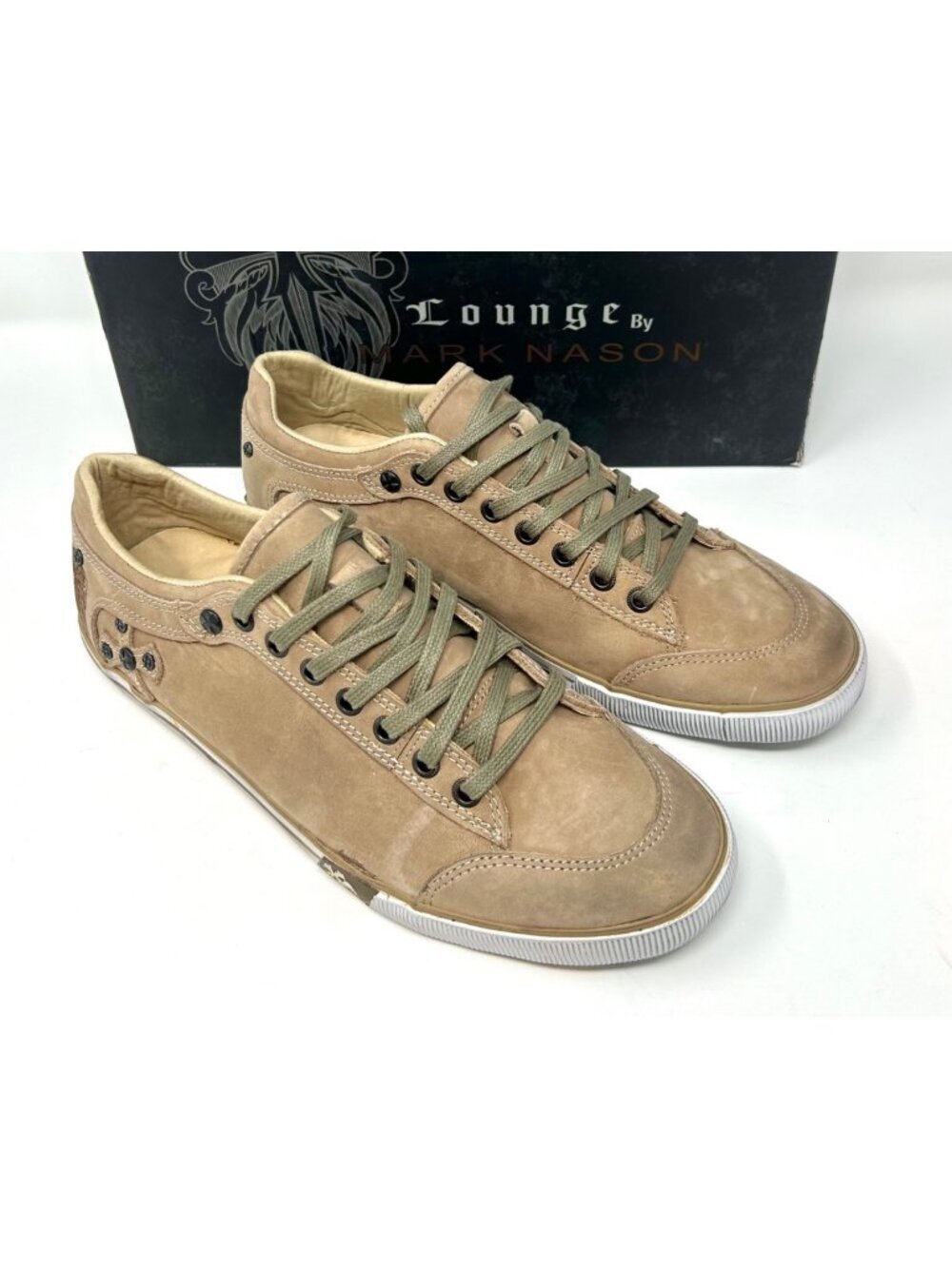 Men's Distressed Leather Casual Sneakers Lace Up Brown Size 8 New Mark Nason
